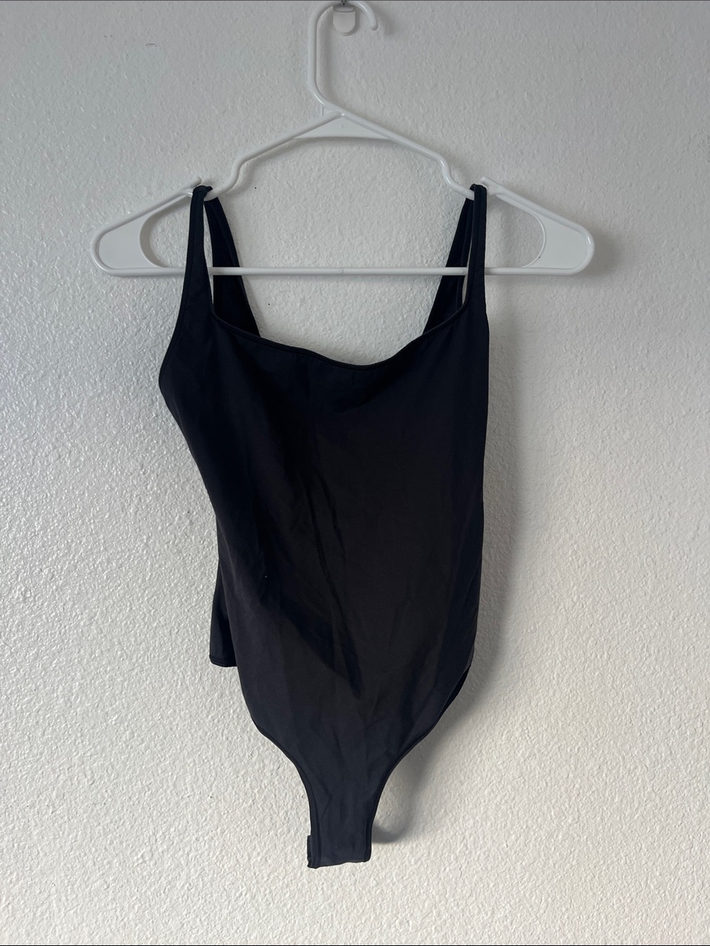 SKIMS Black Square Neck Cotton Snapped Bodysuit Size Small
